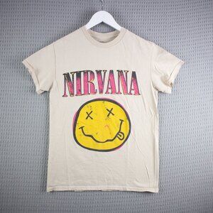 Nirvana Logo Tee Mens Small Beige